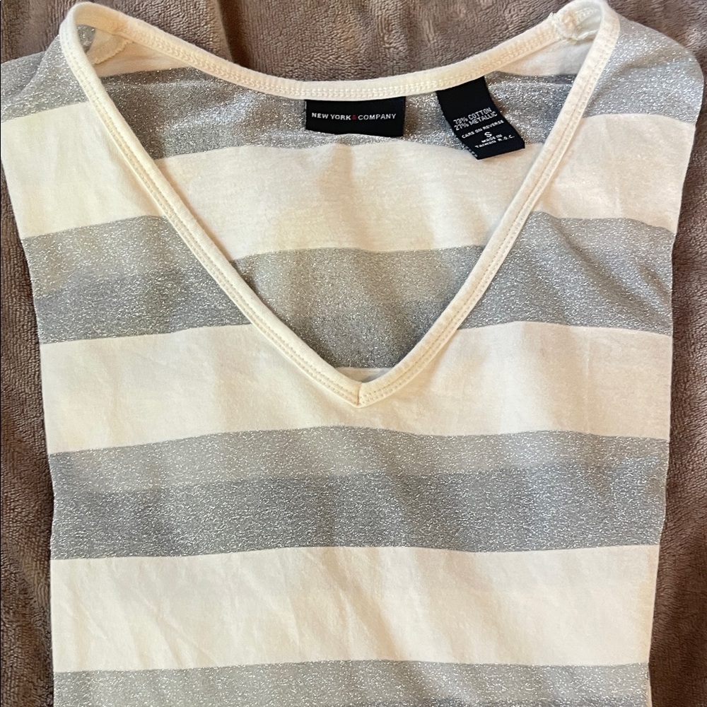New York & Company Metallic Striped Top